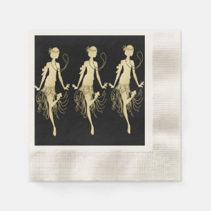 Bakgrund för Retro Flappers Black Pappersservett