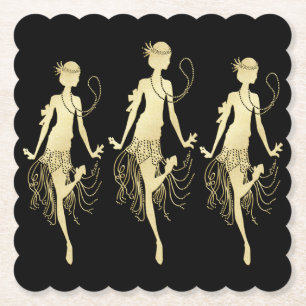 Bakgrund för Retro Flappers Black Underlägg Papper