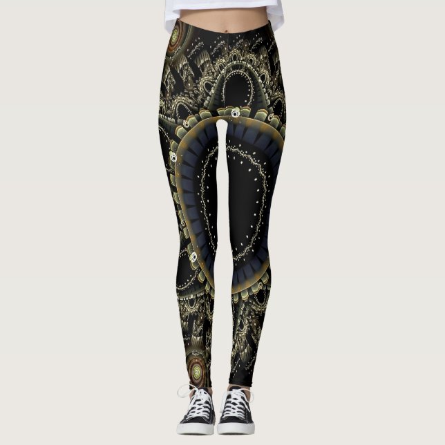Bakgrund för ring Fractal Abstrakt Leggings (Framsida)