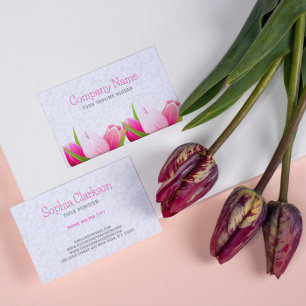 Bakgrund för rosa Tulips White Damaskes Visitkort