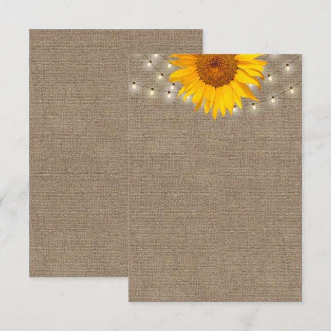 Bakgrund för rostfri solros och Ljus Inbjudningar (Fram/baksida)