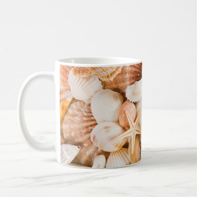Bakgrund för Seashells: marint tema. Kaffemugg (Vänster)