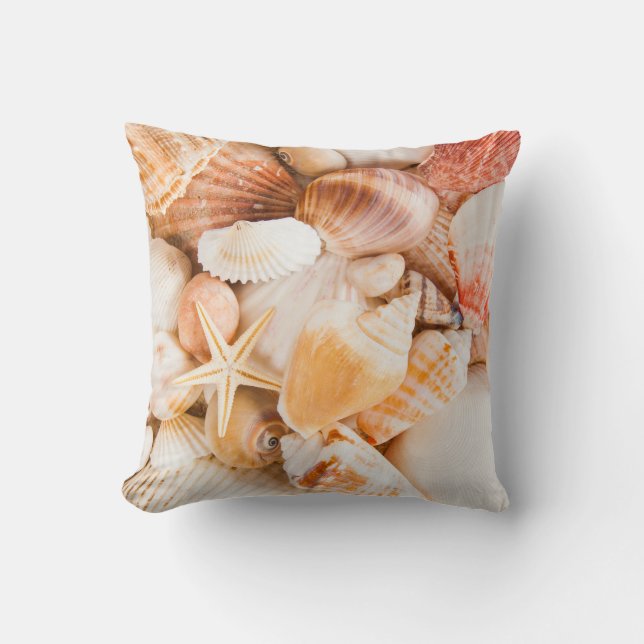 Bakgrund för Seashells: marint tema. Kudde (Framsida)