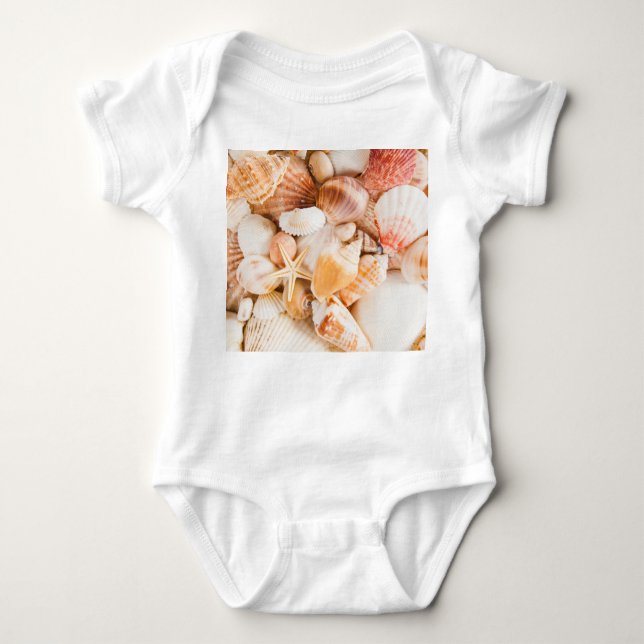 Bakgrund för Seashells: marint tema. T Shirt (Framsida)