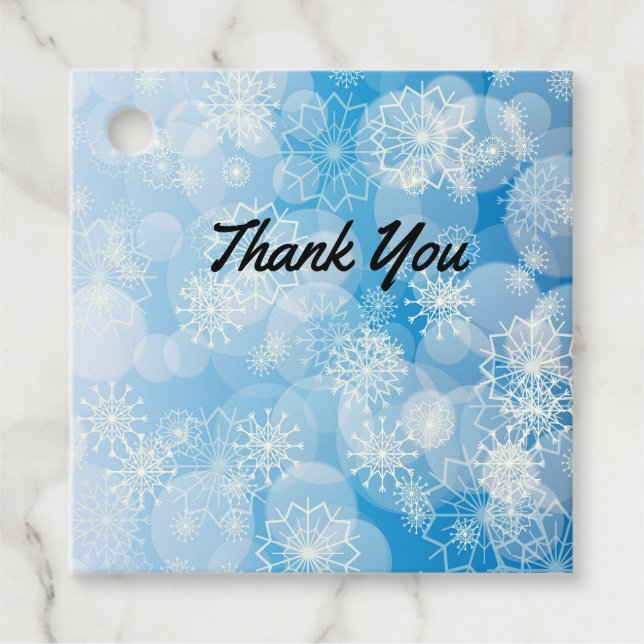 Bakgrund för snöflingor gåvor etiketter (Framsida)