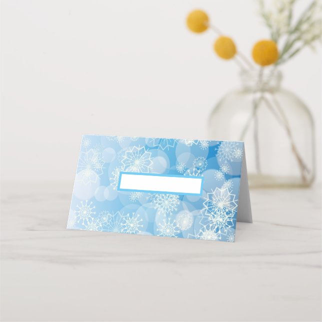 Bakgrund för snöflingor placeringskort (Framsida)