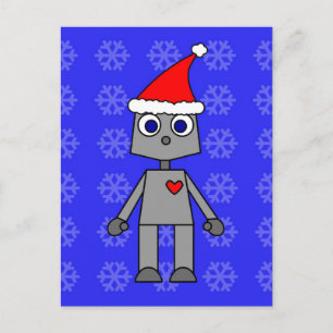 Bakgrund för Snowflake för robotSanta blått Helg Vykort