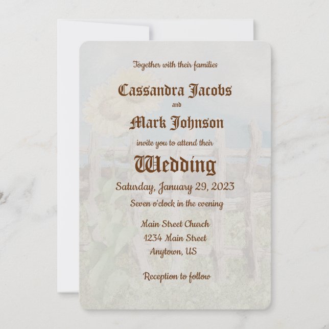 Bakgrund för solrosscen med vattenfärg inbjudningar (Framsida)