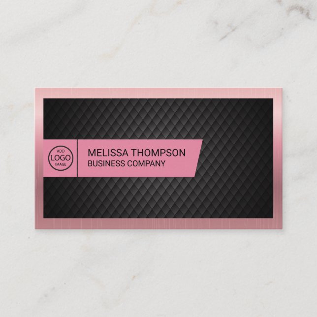 Bakgrund för svart nedsmutsning | Rosa Metallic Gr Visitkort (Framsida)