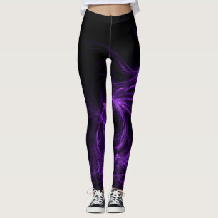 Bakgrund för svart och Lila Abstrakt Leggings