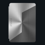 Bakgrund för svart och silver-metalliskt utseende iPad mini skydd<br><div class="desc">Svart och silver,  metallisk bakgrund med anpassadets bakgrund.</div>