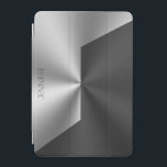 Bakgrund för svart och silver-metalliskt utseende iPad mini skydd<br><div class="desc">Svart och silver,  metallisk bakgrund med anpassadets bakgrund.</div>