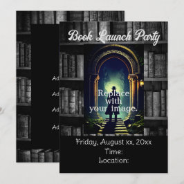 Bakgrund för svarta och vita Rustic-bokhyllor Inbjudningar