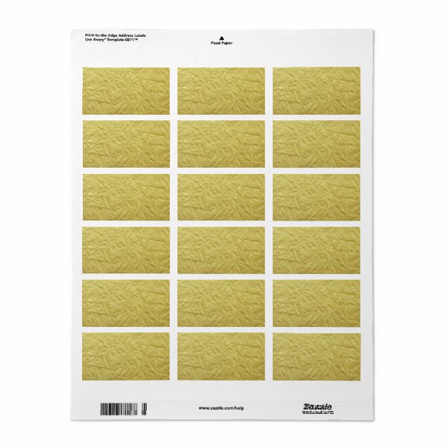 Bakgrund för texturerad Faux-guldgolv Adressetikett (Helt Ark)