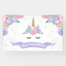 Bakgrund för Unicorn Ansikte Birthday Banner