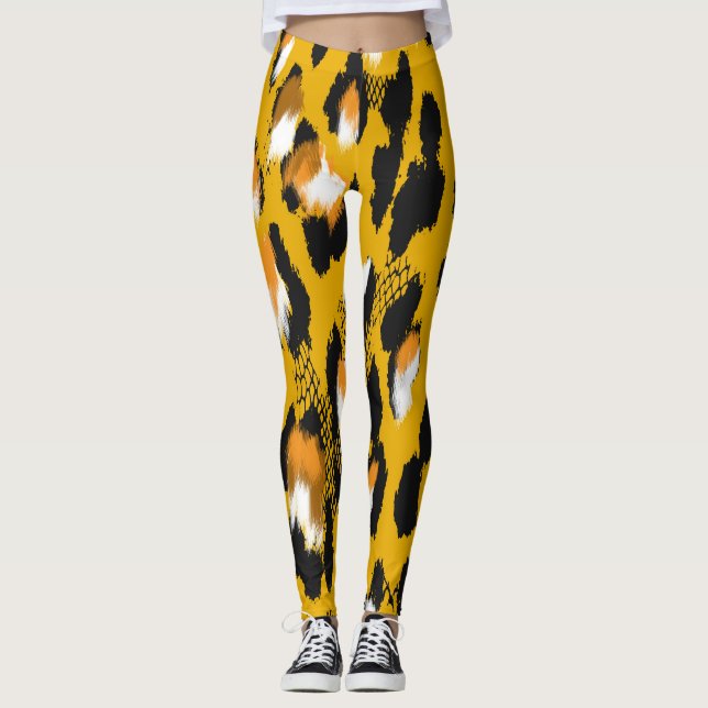 Bakgrund för utskrift av leopard Struktur Leggings (Framsida)