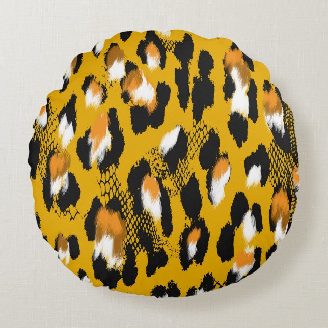Bakgrund för utskrift av leopard Struktur Rund Kudde (Framsidan)