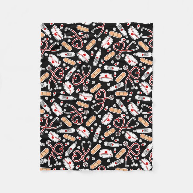 Bakgrund för utskrift av svart Kärlek i Nurse Fleecefilt (Framsidan)