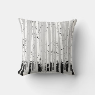 Bakgrund för Vågrät Birch Träd Vintage  Kudde