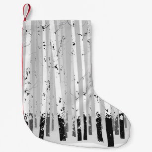 Bakgrund för Vågrät Birch Träd Vintage Liten Julstrumpa