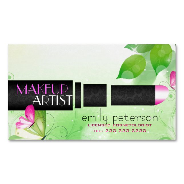 Bakgrund för Vår Grönt med svart utfallssymbol Visitkortmagnet (Framsida)