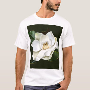 Bakgrund för vit Grönt för stängning av Magnolia T Shirt