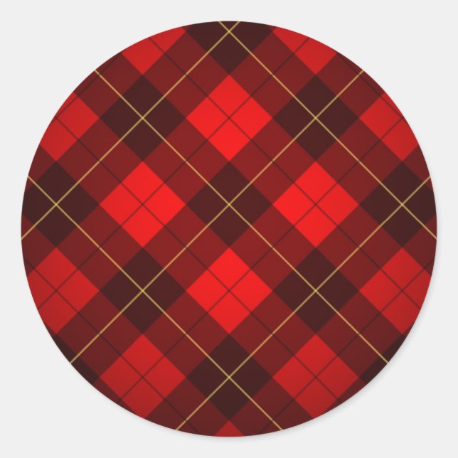 Bakgrund för Wallace tartan Runt Klistermärke (Framsida)