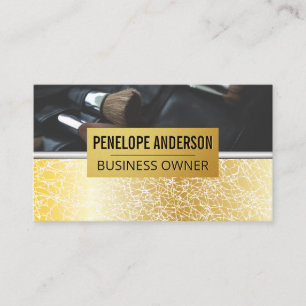 Bakgrund guld Struktur Metalliska Makeup-penslar Visitkort