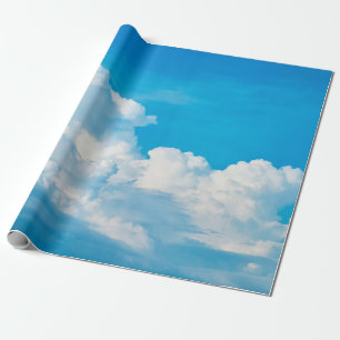 Bakgrund i blå himmel moln vit presentpapper