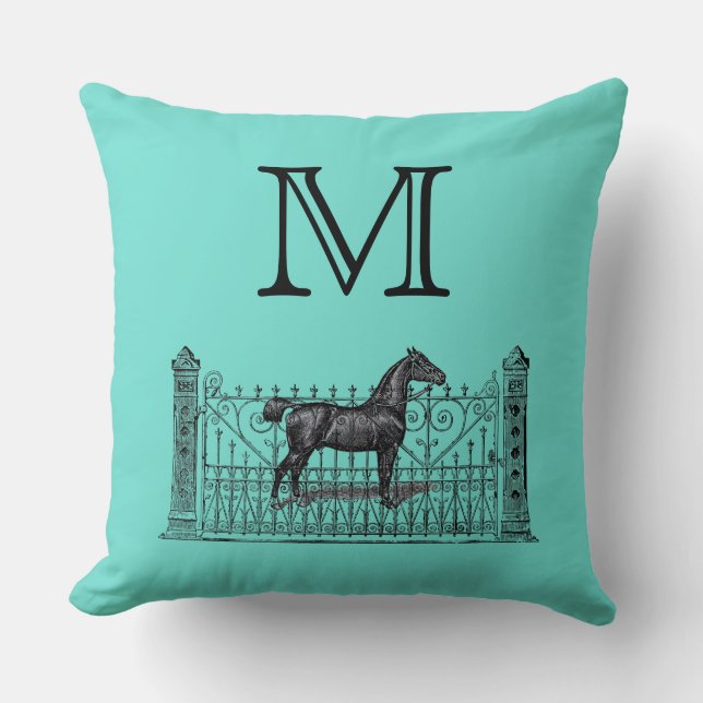 Bakgrund i valfri färg - monogramridning kudde (Framsida)