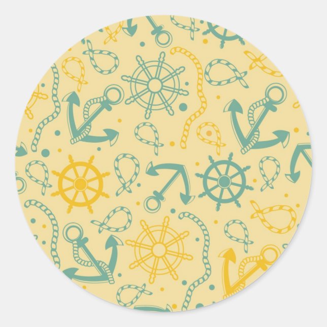 Bakgrund med ankarpunkt, rep runt klistermärke (Framsida)