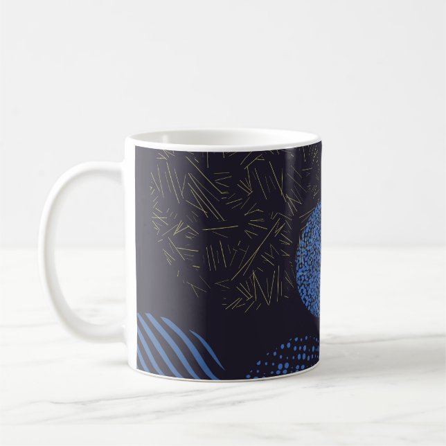 Bakgrund med cirklar. Vintagens abstrakt färglös Kaffemugg (Vänster)