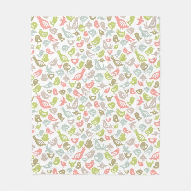 bakgrund med den färgrika fågelprydnaden fleecefilt (Framsidan)