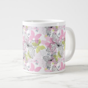 Bakgrund med fjäril jumbo mugg