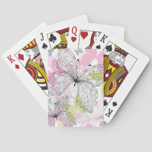Bakgrund med fjärilen spel kort