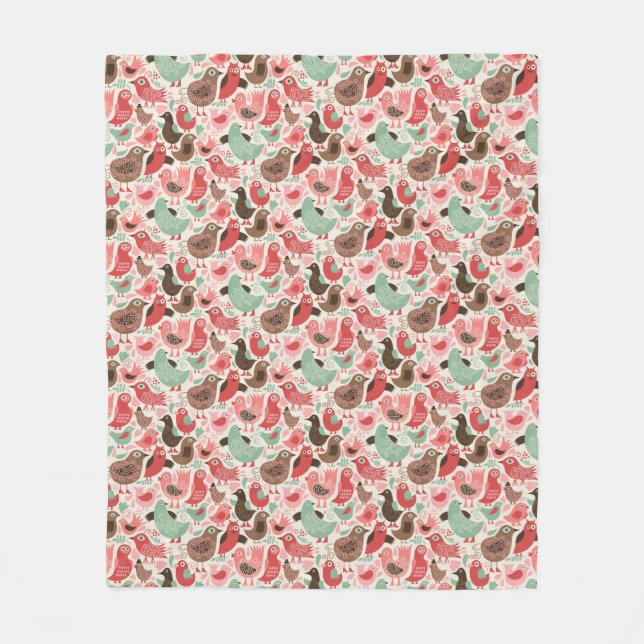 bakgrund med gulliga fåglar fleecefilt (Framsidan)