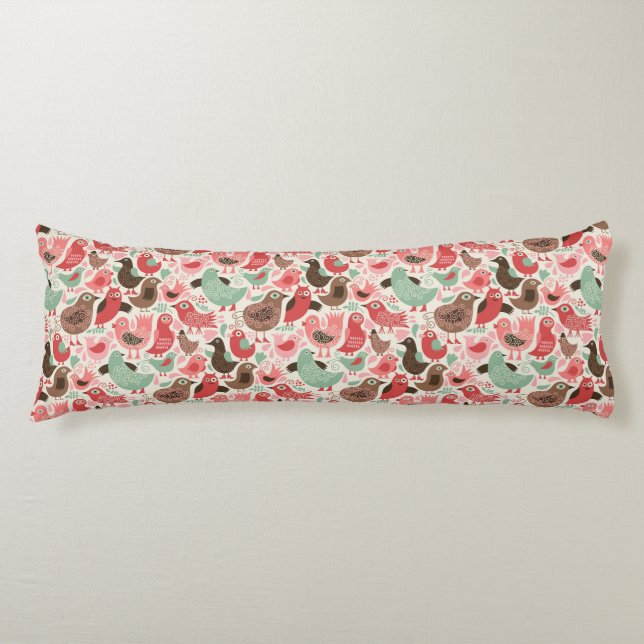 bakgrund med gulliga fåglar kroppskudde (Framsidan)