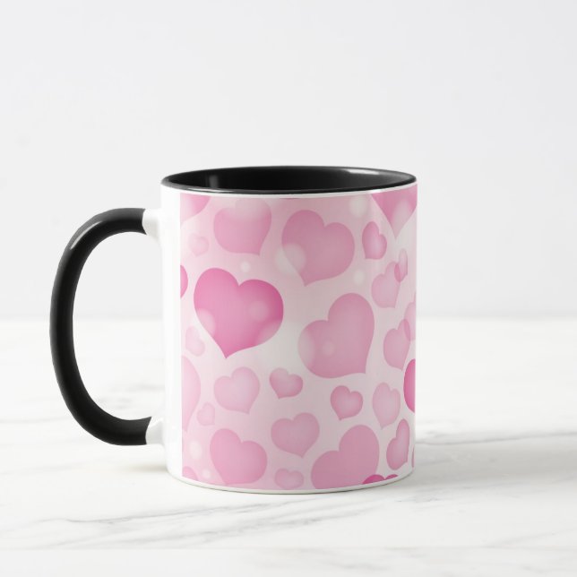 Bakgrund med hjärtor mugg (Vänster)