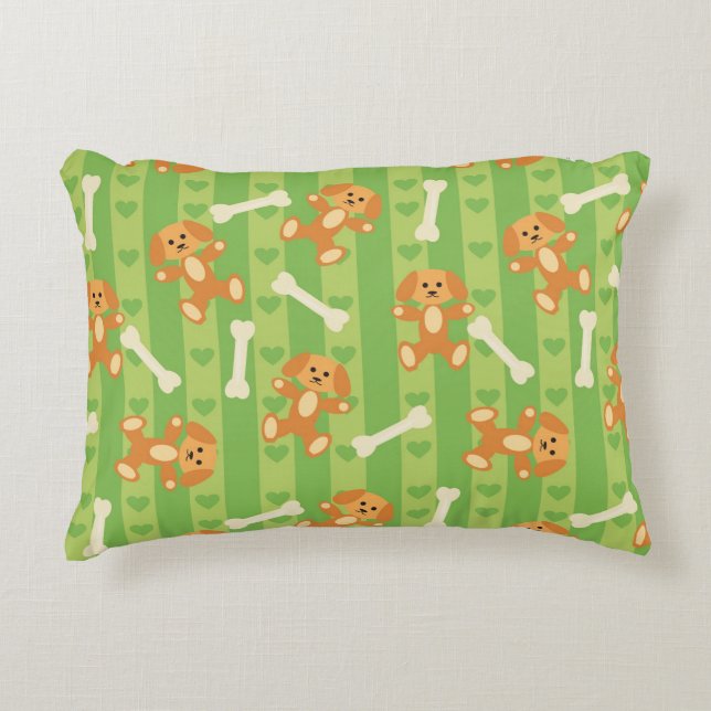 bakgrund med hundar och ben prydnadskudde (Framsidan)