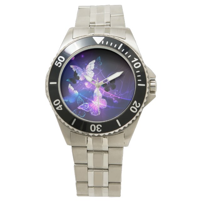Bakgrund med nattfjärilar armbandsur (Framsida)