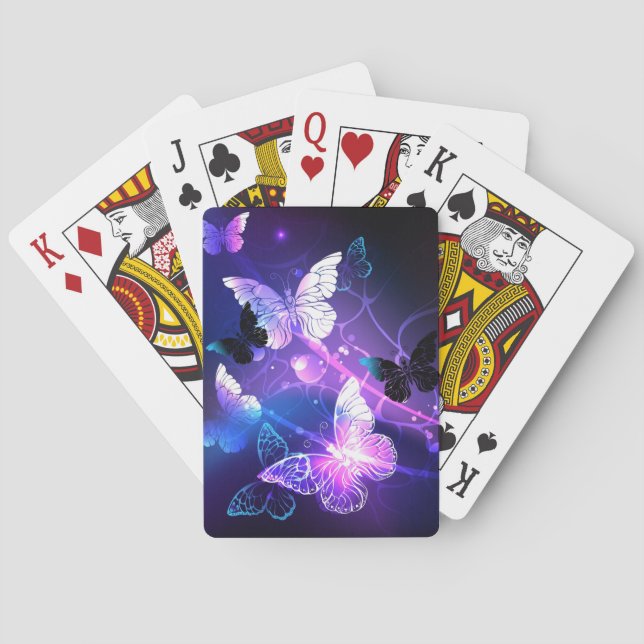 Bakgrund med nattfjärilar casinokort (Baksidan)