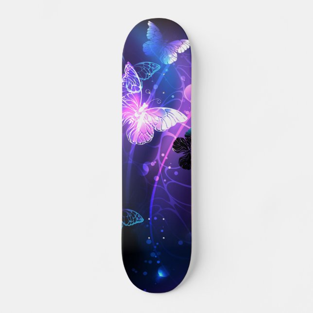 Bakgrund med nattfjärilar mini skateboard bräda 18,5 cm (Framsida)