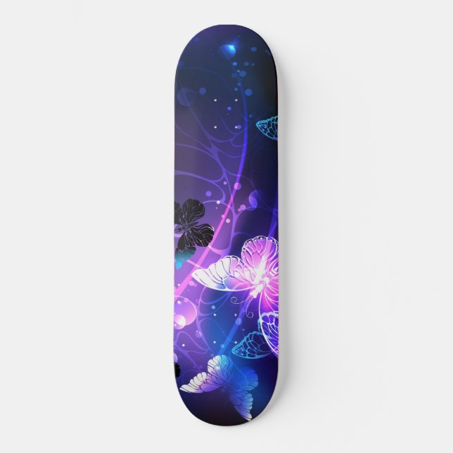 Bakgrund med nattfjärilar mini skateboard bräda 18,5 cm (Framsida)