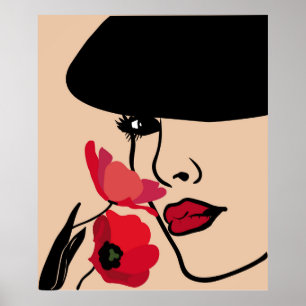 Bakgrund med porträtt i den vackra unga poster