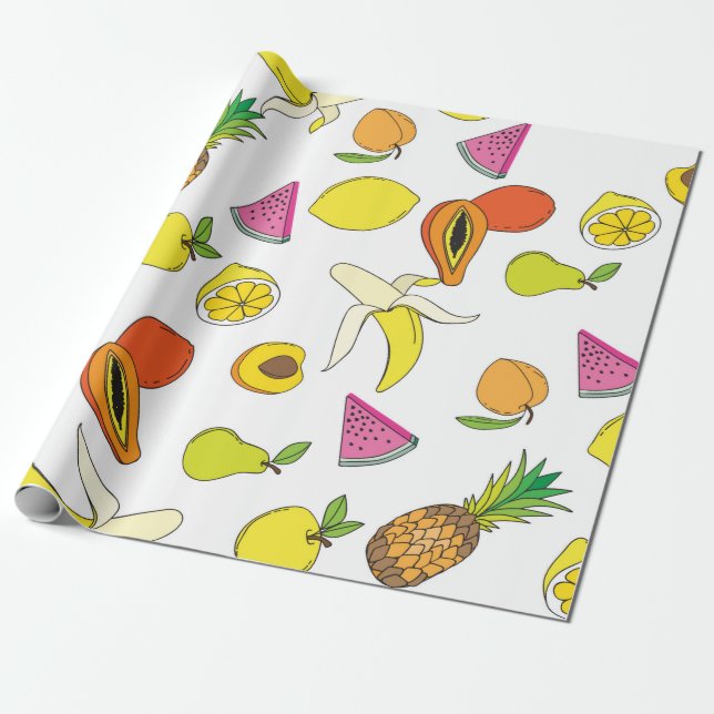 Bakgrund med saftiga frukter. Sömlös fruktpinne Presentpapper (Utrullad)