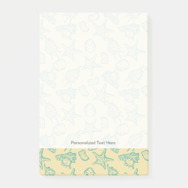 Bakgrund med snäckor. Hand plockade 2 Post-it Block (Framsida)