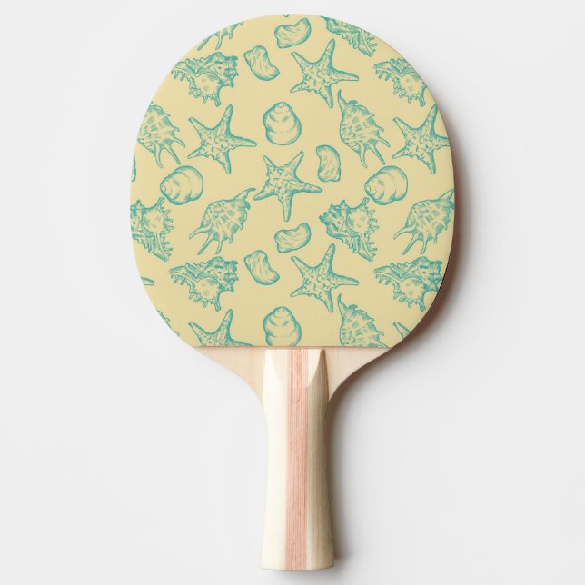 Bakgrund med snäckor. Hand plockade Pingisracket (Framsidan)