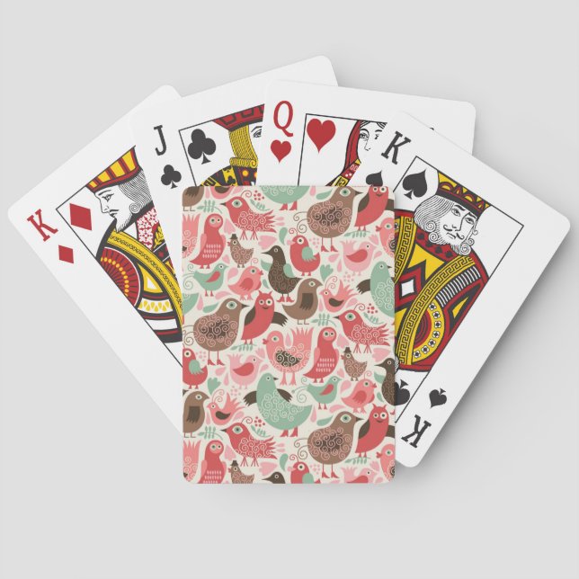 bakgrund med söta fåglar casinokort (Baksidan)