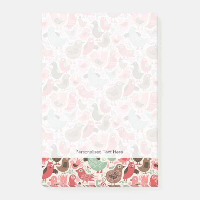 bakgrund med söta fåglar post-it block (Framsida)