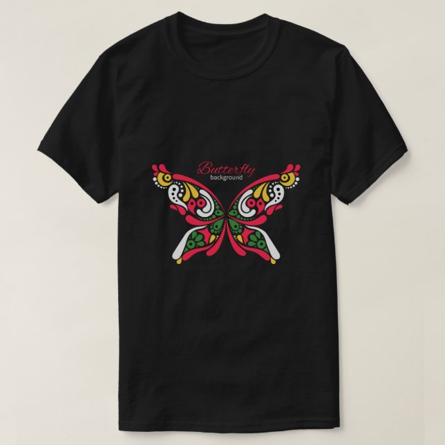Bakgrund med vacker fjäril. t shirt (Design framsida)